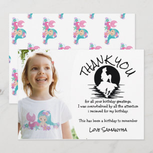 Invitation Mermaid rose violet Merci de fête d'anniversaire