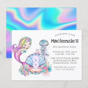 Invitation Mermaid Sea Life Fête d'anniversaire avec âge pe
