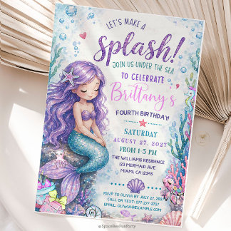 Invitation Mermaid Splish Splash Under the Sea 