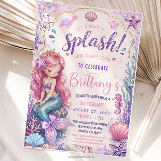 Invitation Mermaid Splish Splash Under the Sea 