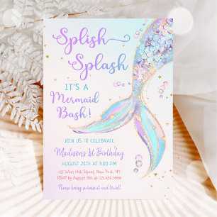 Invitation Mermaid Summer Pool 1ère fête d'anniversaire