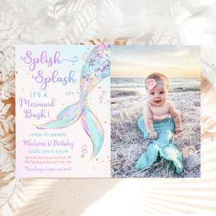 Invitation Mermaid Summer Pool 1ère fête d'anniversaire Photo