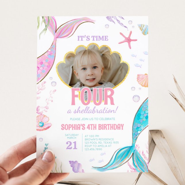 Invitation Mermaid Tail fête d'anniversaire (Mermaid Tail Birthday Party Invitation)