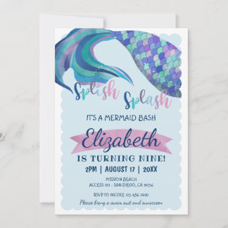 Invitation Mermaid Tail Parties scintillant Arrière - plan fê