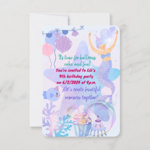Invitation Mermaid Thème Anniversaire Bash