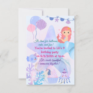 Invitation Mermaid Thème Anniversaire Bash