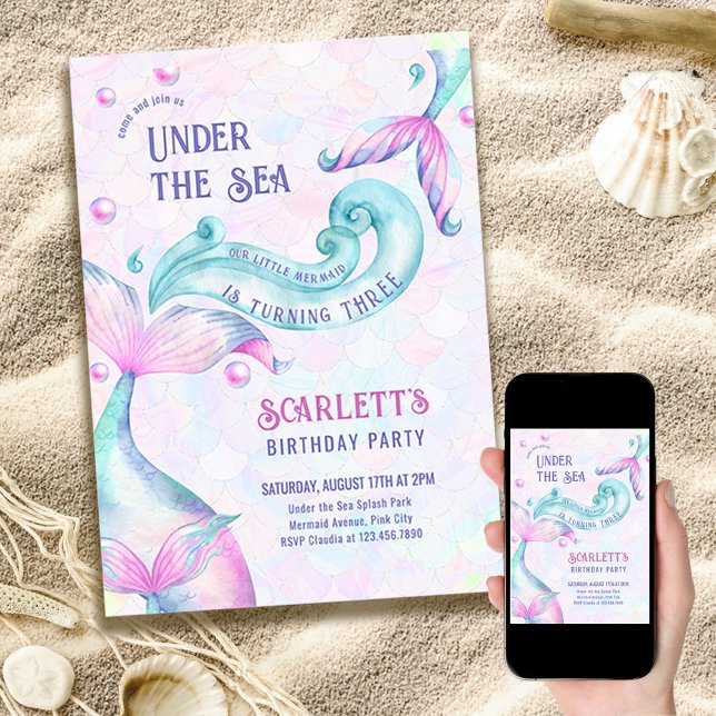 Invitation Mermaid traîne sous la fête d'anniversaire des Sea (Créateur téléchargé)