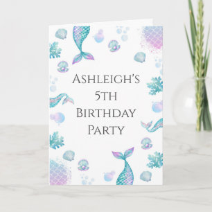 Invitation Mermaid turquoise à thème anniversaire