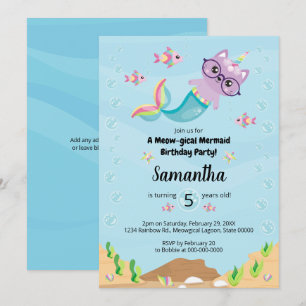 Invitation Mermaid Unicorn sous la mer fête d'anniversaire