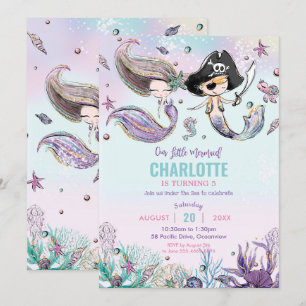 Invitation Mermaids et Pirates Boy Girl Joint Birthday Party