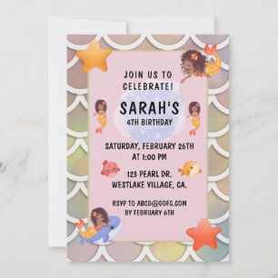 INVITATION MERMAIDS, MERMAID ARRIÈRE - PLAN ANNIVERSAIRE