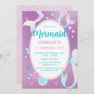 Invitation Mermaids Rainbow Iridescente Parties scintillant A
