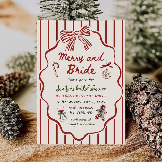 Invitation Merry and Bride Hand Drawn Christmas Bridal Shower (Créateur téléchargé)