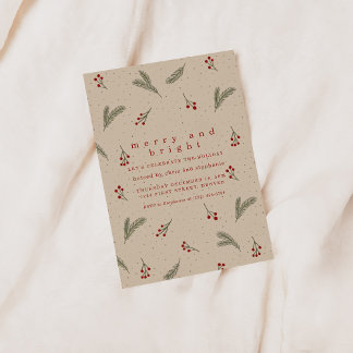 Invitation Merry and Bright Holiday Christmas Invite