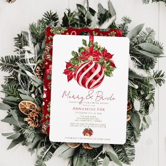 Invitation Merry & Bride Ornement Rouge Noël Mariage Fête Pré