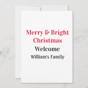 Invitation Merry Bright Christmas ajouter nom de famille bien