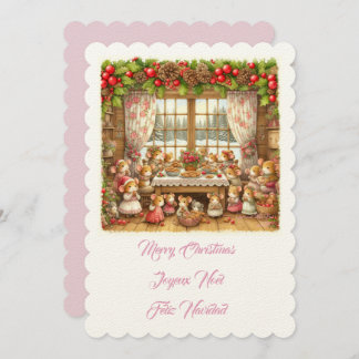 Invitation Merry Christmas family mouses illustration