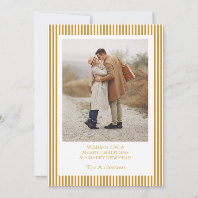 Invitation Merry Christmas Photo Collage Gold Holiday Card (Devant)