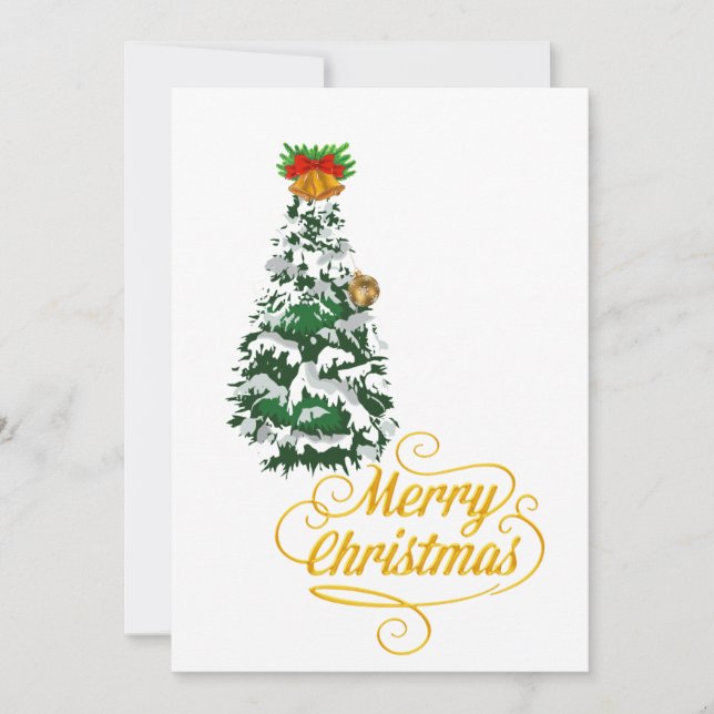Invitation Merry Christmas Tree Watercolor Custom  (Devant)
