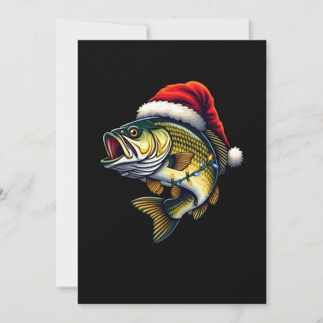 Invitation Merry Fishmas Père Noël Pêcheurs amoureux Drôle Pê (Devant)