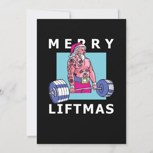 Invitation Merry Liftma Christmas Weightlifting Bodybuilding (Devant)