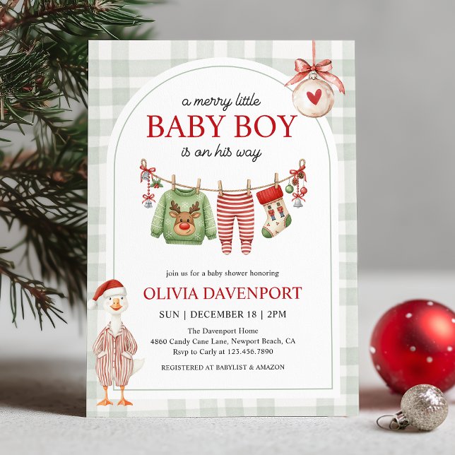 Invitation Merry Little Boy Goose Christmas Baby Shower (Créateur téléchargé)