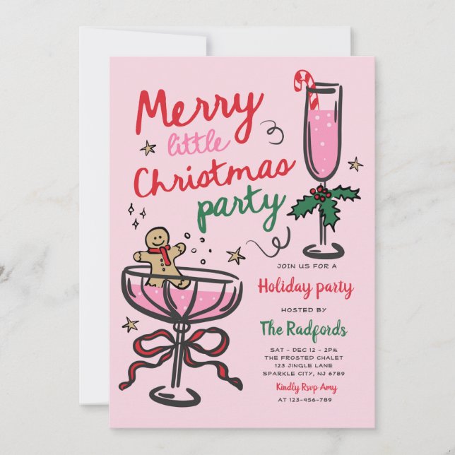 Invitation Merry Little Christmas Holiday Cocktail Party (Devant)