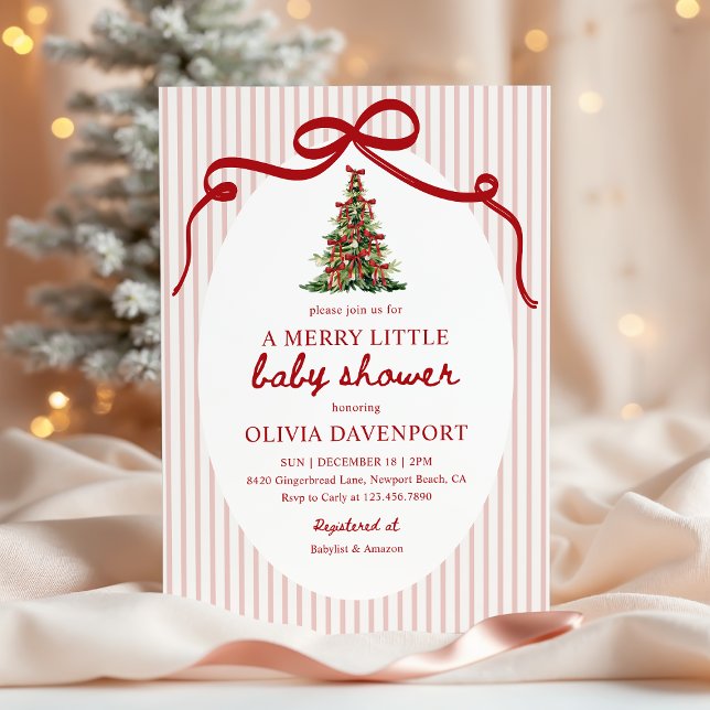 Invitation Merry Little Coquette Christmas Tree Baby Shower (Créateur téléchargé)