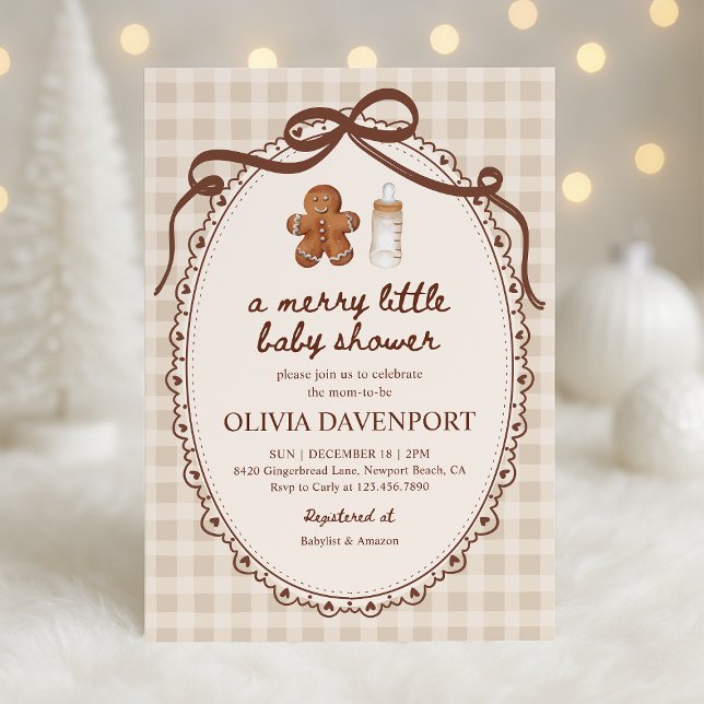 Invitation Merry Little Gingerbread Christmas Baby Shower (Créateur téléchargé)