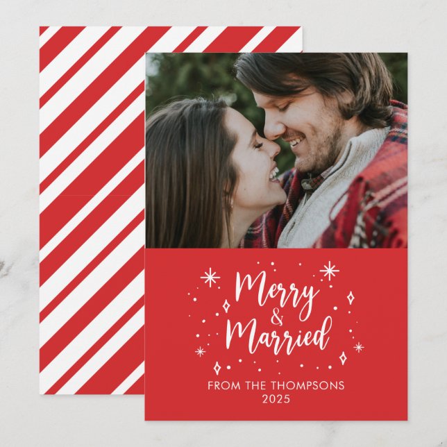 Invitation Merry & Married christmas photo card (Devant / Derrière)