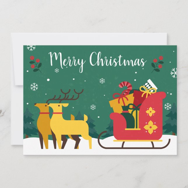 Invitation Merveilleuse motoneige de Noël avec des flocons de (Devant)