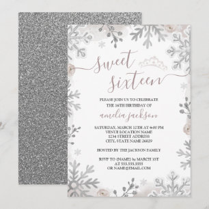Invitation Merveilleux Anniversaire Seize Ans Rose Pâle Argen