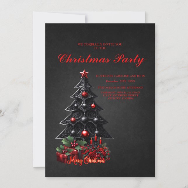 Invitation Merveilleux arbre gothique de Noël (Devant)