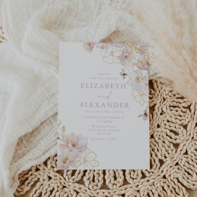 Invitation Merveilleux Blush & Gold Enchanted Mariage (Créateur téléchargé)