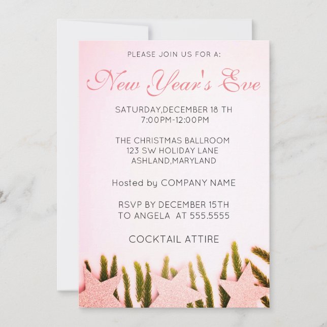 Invitation Merveilleux, Extraordinaire, rose Nouvel An Invita (Devant)