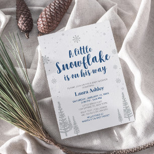 Invitation Merveilleux Hiver Argenté, Fête Prénatale de Bébé 