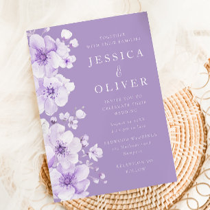 Invitation Merveilleux Mariage de fleurs de lavande violette