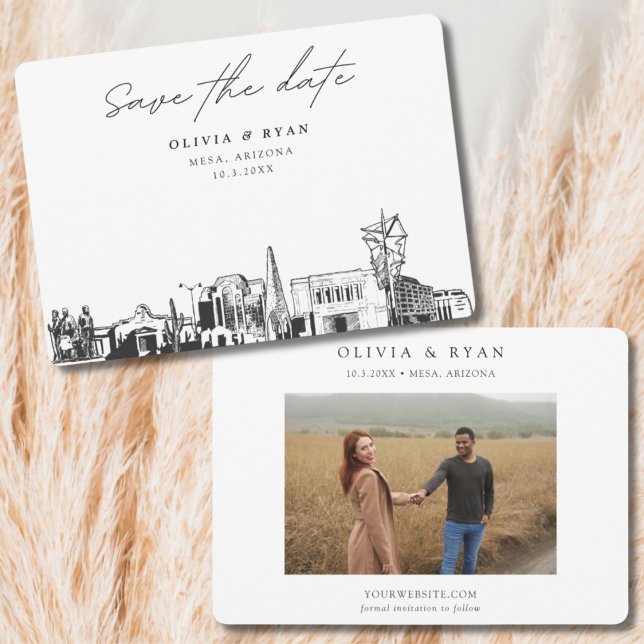 Invitation Mesa Arizona Mariage Skyline Enregistrer la date (Mesa Arizona Save the Date Wedding Invitation)