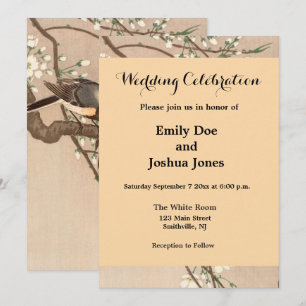 Invitation Mésange japonaise asiatique Ohara Koson Oiseau Cha