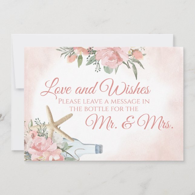 Invitation Message dans une bouteille Floral Beach (Devant)