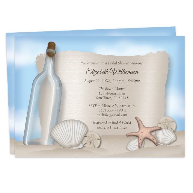 Invitation Message d'une Fête des mariées de Bottle Beach (Créateur téléchargé)