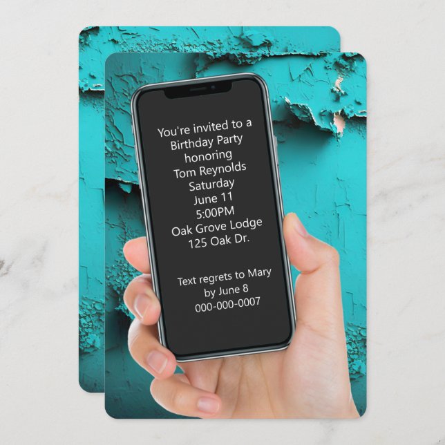 Invitation Message texte de fête d'anniversaire (Devant / Derrière)