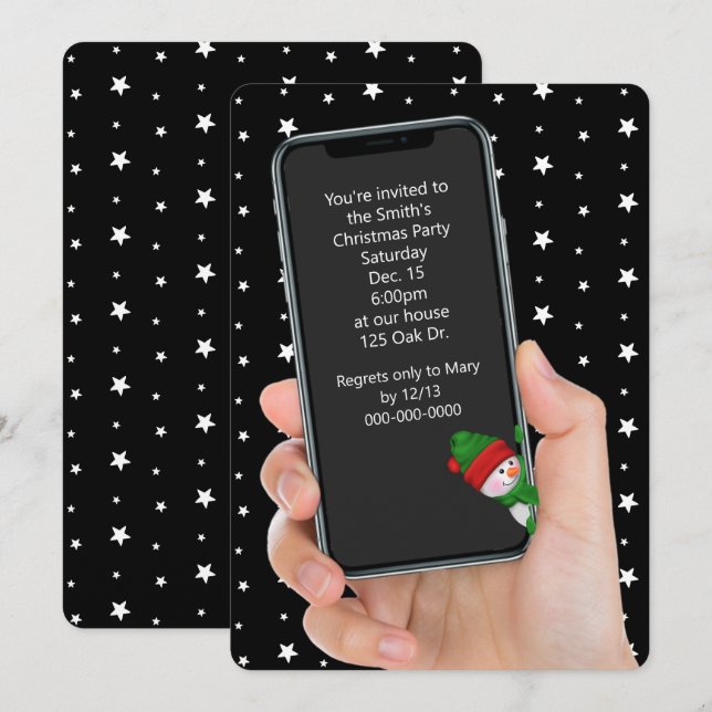 Invitation Message texte de fête de Noël au téléphone (Devant / Derrière)