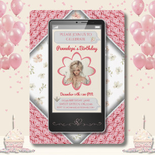 Invitation Message Textuel Fleur Rose Jeunesse Anniversaire