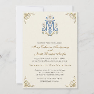 Invitation Messe de mariage catholique au monogramme marianis