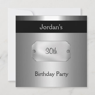 Invitation Metal Black Silver 30ème fête d'anniversaire 3