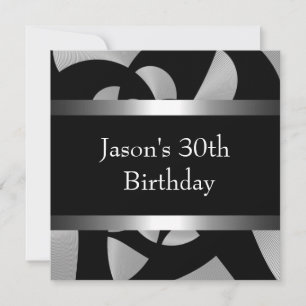 Invitation Metal Chrome Noir Style Argent Hommes 30ème