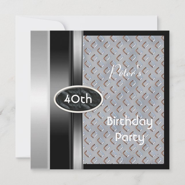 Invitation Métal Mens Argent 40e Anniversaire Bronze Homme (Devant)