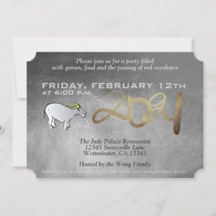 Invitation Metal Vietnamese Chinese Ox Année 2021