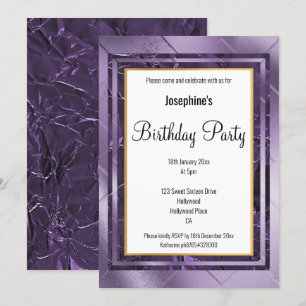 INVITATION METALLIC PURPLE LILAC LAYER FOIL ANNIVERSAIRE